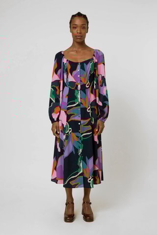 Blouse-Jurk Jenine - Zwart en Paars