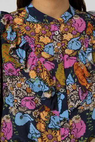 Blouse Lyane - Marineblauw en Roze