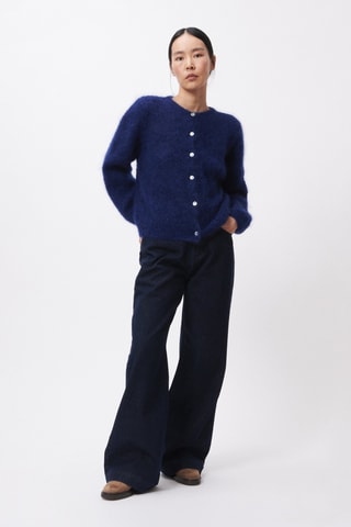 Mohair en Wollen Vest Calixta - Marineblauw