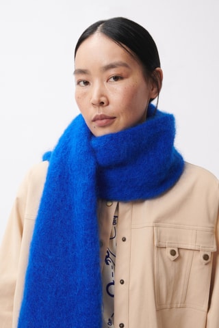Mohair en Wollen Sjaal - Felblauw