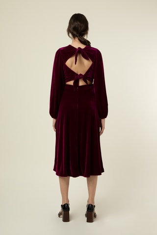 Velours Midi-jurk Galane - Bordeauxrood