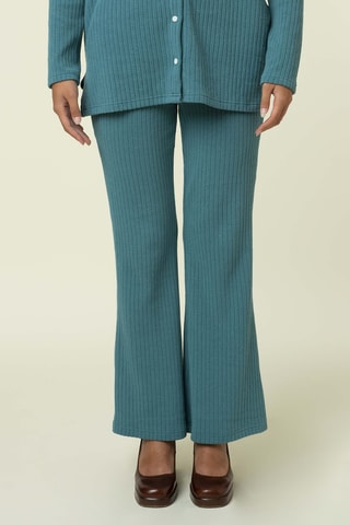 Wijde Broek Hoge Taille Perle - Pauwblauw