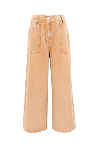 Wijde 7/8 Jeans Hoge Taille Prunella - Geel