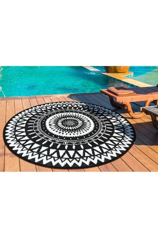 Alfombra de exterior Maori - Negro y blanco