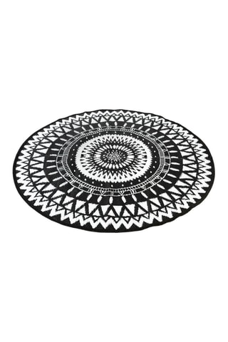 Alfombra de exterior redonda Maori - Negro