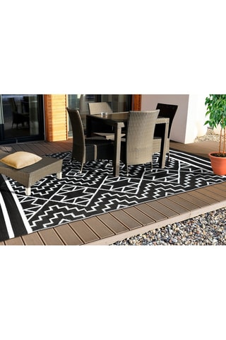 Alfombra de exterior Inca - Negro y blanco