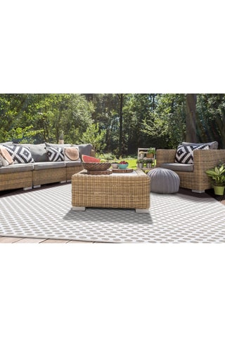 Alfombra de exterior Pois - Topo y blanco