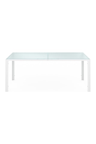 Conjunto de comedor Minorca de 6 plazas de textileno y vidrio templado blanco y beige