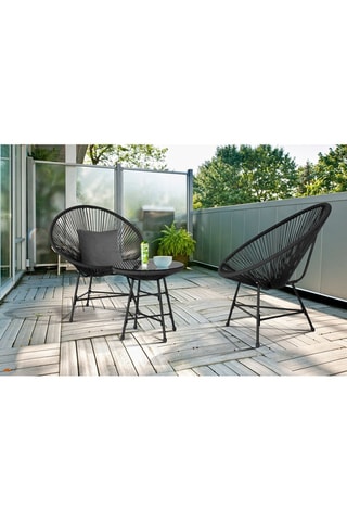 Salón de jardín Ibiza con 2 sillones y 1 mesa negra