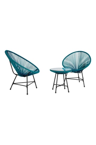 Salón de jardín Ibiza con 2 sillones y 1 mesa azul