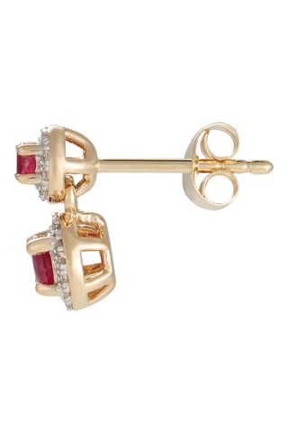 Oorbellen Saki - Geelgoud, Robijn en Diamanten