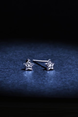 Oorbellen Etoile PM - Witgoud en Diamanten