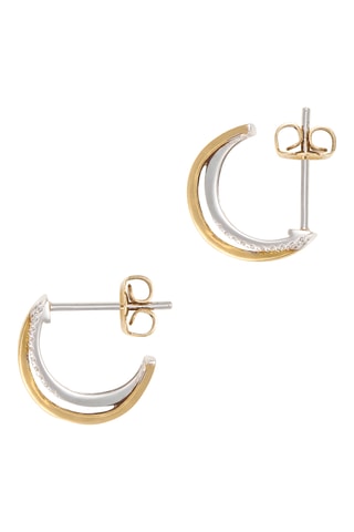 Gekruiste Halve Creolen - Witgoud, Geelgoud en Diamanten