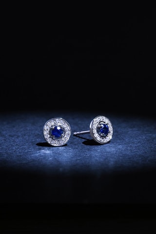 Oorbellen Corinne - Witgoud, Diamanten en Saffieren