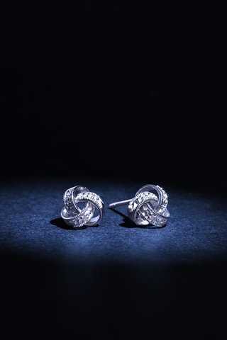 Oorbellen Joli Noeud - Witgoud en Diamanten