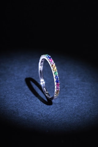 Ring Colorful Love - Witgoud, Saffieren, Smaragd, Robijn 