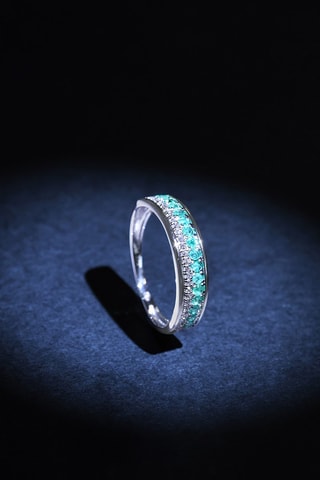 Ring Double Voie - Witgoud, Diamanten en Smaragden