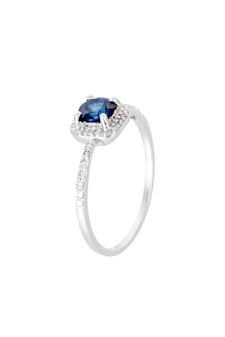 Verlovingsring Bleu Witgoud, Diamanten 0,14 Karaat/26 en Saffier 0,7 Karaat
