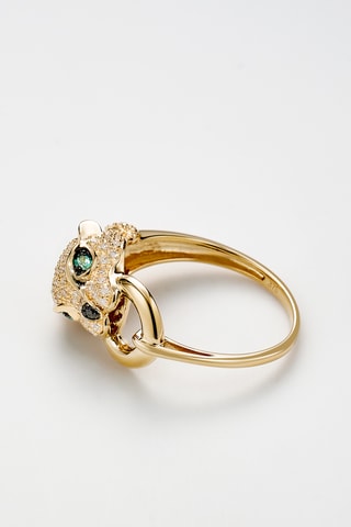 Ring  Geelgoud, Diamanten en Smaragden