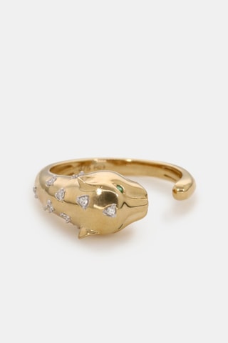 Ring Bastet - Geelgoud, Diamanten en Smaragden