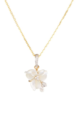 Hanger Geelgoud, Diamanten 0,04 Karaat/12 en Parelmoer