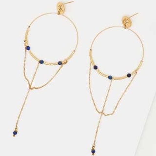 Boucles d'oreilles - Acier inoxydable doré & lapis lazuli bleu