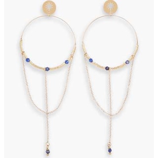Boucles d'oreilles - Acier inoxydable doré & lapis lazuli bleu