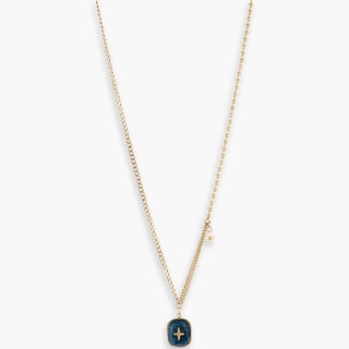 Collier - Acier inoxydable doré & lapis-lazuli bleue