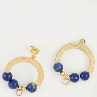 Boucles d'oreilles - Acier inoxydable doré & lapis-lazuli bleu