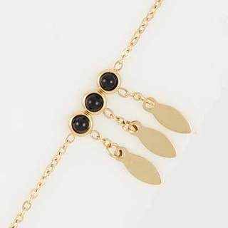 Bracelet - Acier inoxydable doré & onyx noir