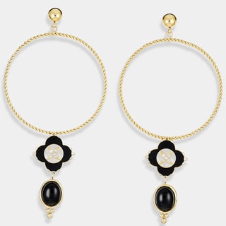 Boucles d'oreilles - Acier inoxydable doré & onyx noir