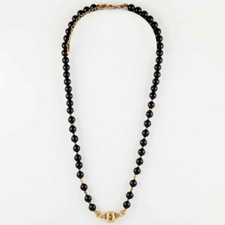Collier - Acier inoxydable doré & onyx noir