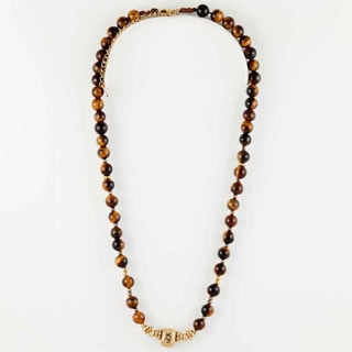 Collier - Acier inoxydable doré & œil de tigre 