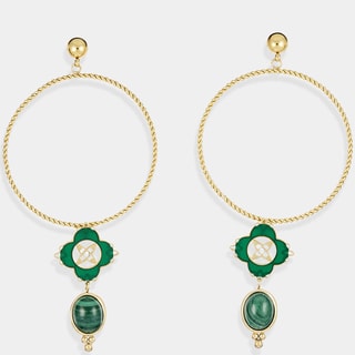 Boucles d'oreilles - Acier inoxydable doré & malachite verte