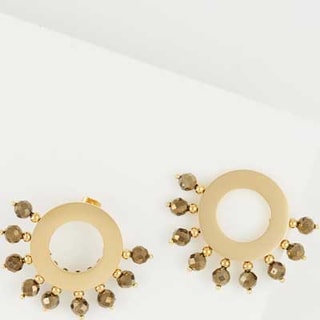 Boucles d'oreilles - Acier inoxydable doré & pyrite marron