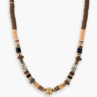 Collier - Acier inoxydable doré & marron