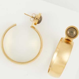 Boucles d'oreilles - Acier inoxydable doré & pyrite marron