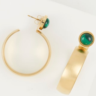 Boucles d'oreilles - Acier inoxydable doré & malachite verte