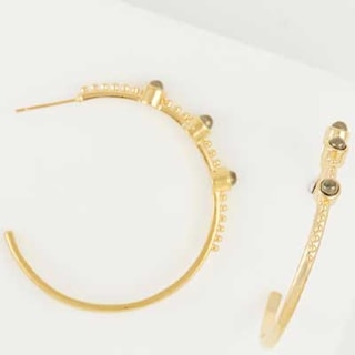 Créoles - Acier inoxydable doré & pyrite marron