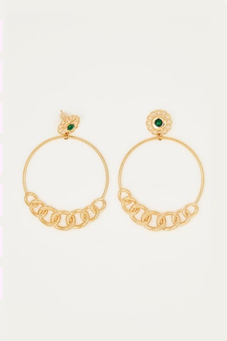 Boucles d'oreilles Vert et doré