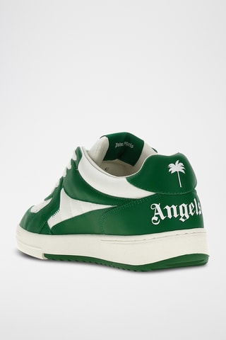 Basket en cuir - Blanc et vert foncé