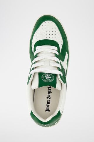 Basket en cuir - Blanc et vert foncé