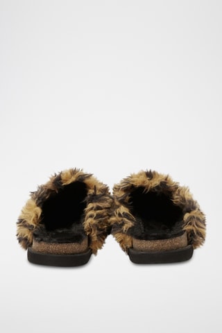 Sabots fourrés - Beige et noir