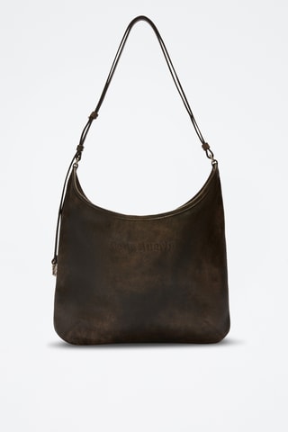 Sac bandoulière en cuir - Marron foncé