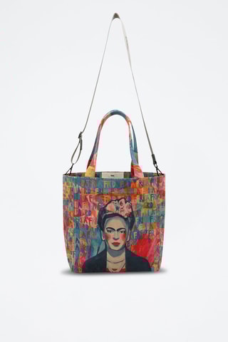 Bolso shopper de piel vegana Frida Kahlo in Letters  - Multicolor