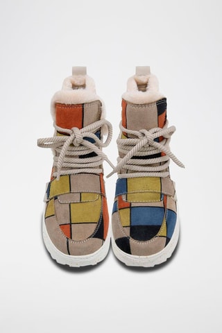 Botines de piel vegana con plataforma Piet Mondrian - Multicolor