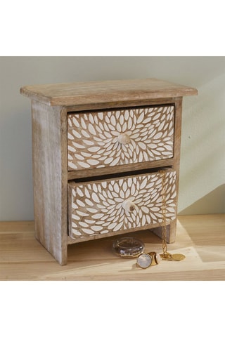 Mueble de organización de madera de mango - 20 x 21 x 10 cm - Beige