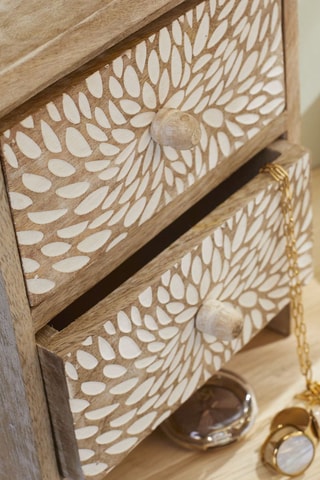 Mueble de organización de madera de mango - 20 x 21 x 10 cm - Beige