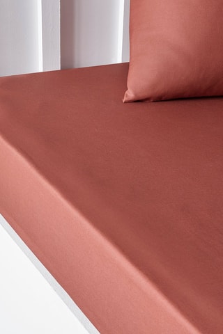 Sábana bajera de algodón 57 hilos/cm² Essential - Terracota - Esquina 23 cm