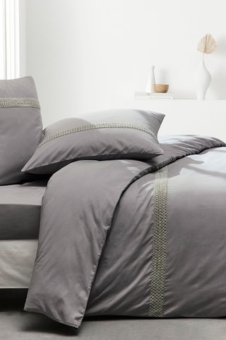 Sábana bajera de percal de algodón 78 hilos/cm² Prestige - Acero - Esquina 30 cm